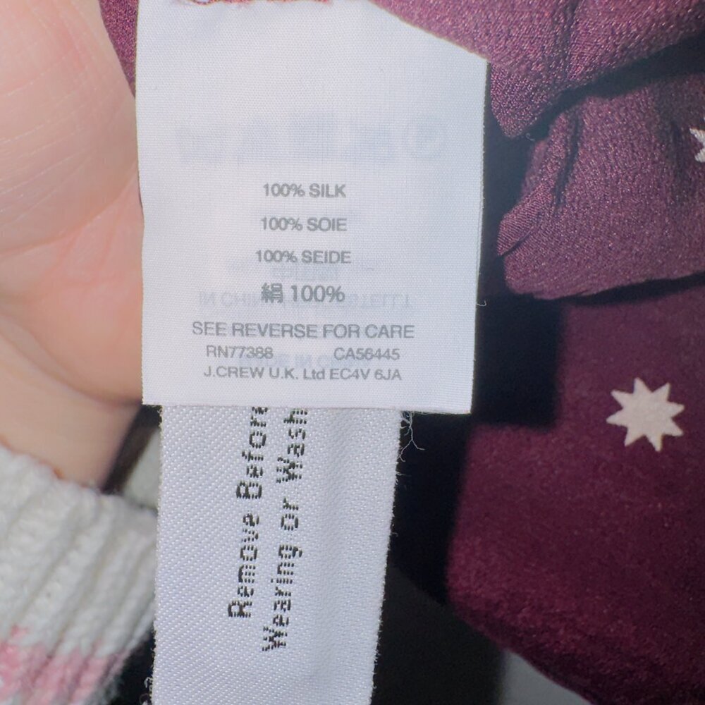 Madewell Women's Burgundy Maroon Short Sleeve Star Print Silk Belle Top size 2 - Picture 5 of 6